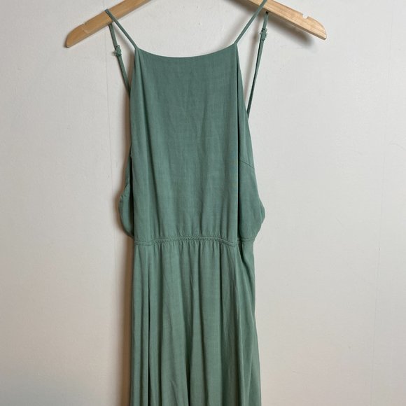 re:named Maxi Green Halter Open Back Dress Sz L - Picture 2 of 7